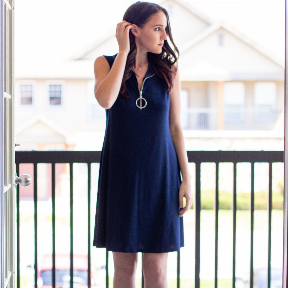 Retro Blue Shift Dress
